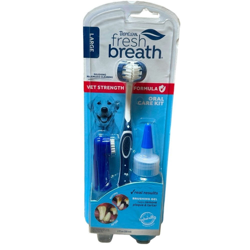 TropiClean Fresh Breath Vet Strength Large Dog Oral Care Dental Kit NWT